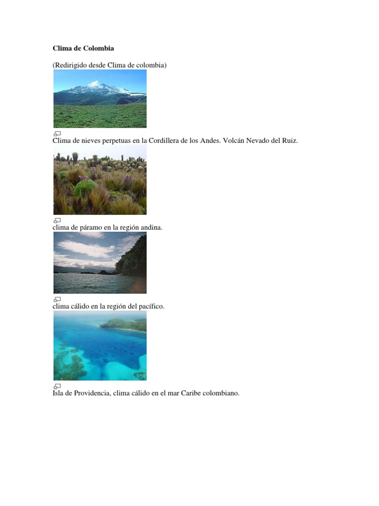 Clima de Colombia | PDF | Viajes y turismo | Tecnología