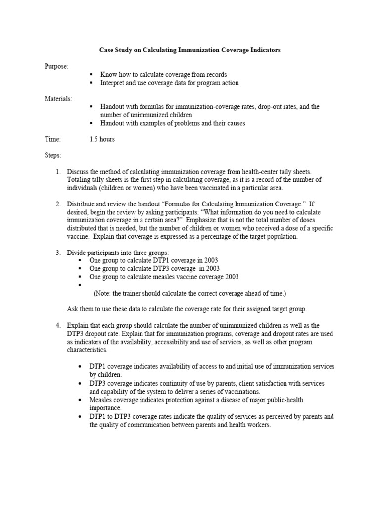 Immunization Coverage Calculation Guide | PDF | Vaccines | Measles