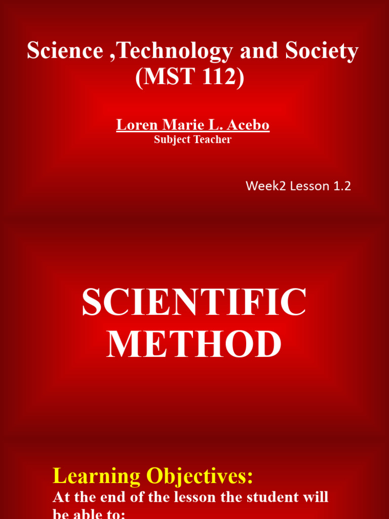 MST 112 Week 2 Lesson 1.2 | PDF | Hypothesis | Epistemology Of Science