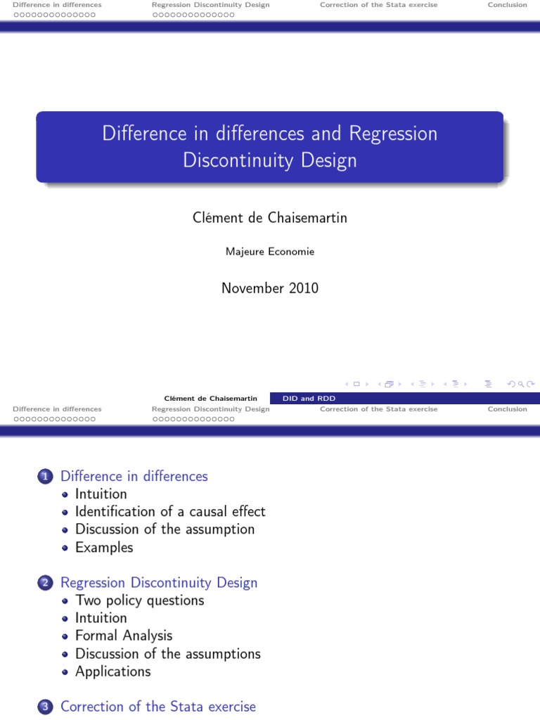 Understanding DID and RDD Methods | PDF | Regression Analysis | Minimum ...