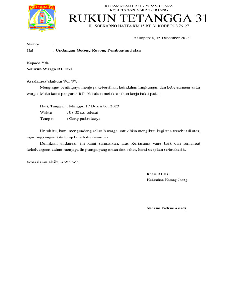 Undangan Gotong Royong | PDF