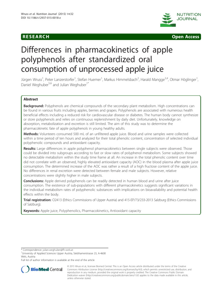 Differences in of Apple Polyphenols After Standardized Oral Consumption of