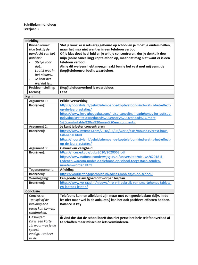 Kopie Van Schrijfplan-Monoloog | PDF