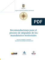 Recomendaciones para El Proceso de Empalme de Los Mandatarios Territoriales