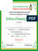 CERTIFICATE OF COMMUNITY SERVICE E&S