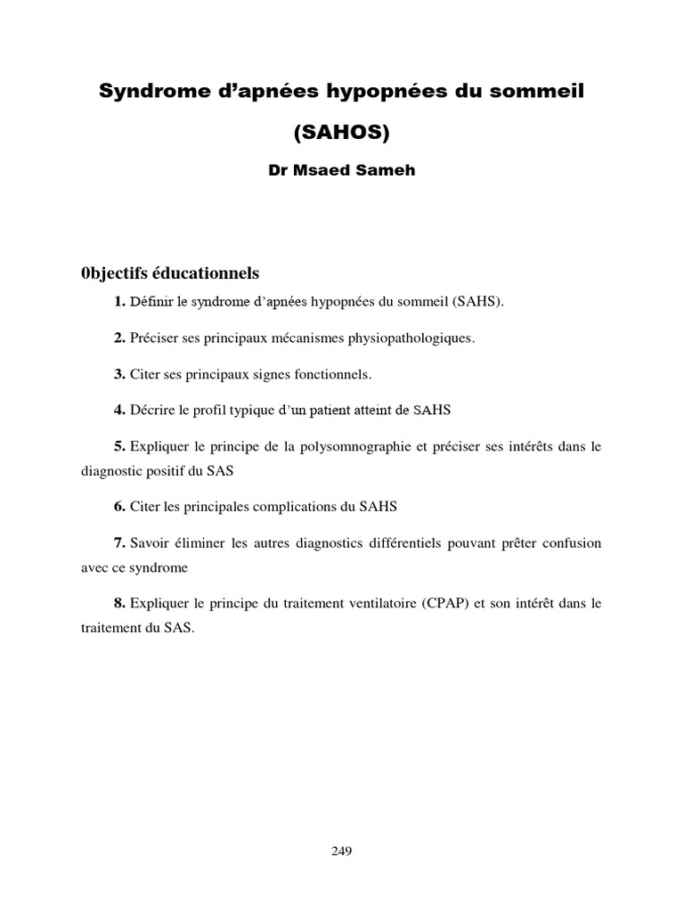Comprendre le SAHOS : Définition et Complications | PDF | Syndrome d ...
