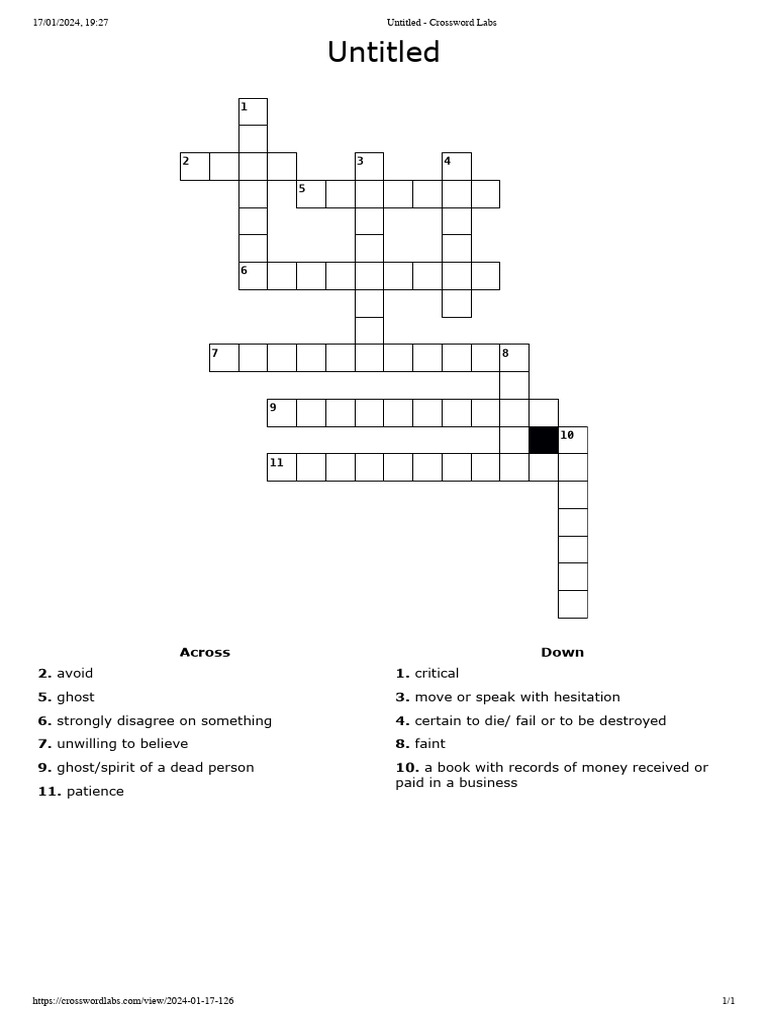 Crossword Puzzle: Vocabulary Challenge | PDF