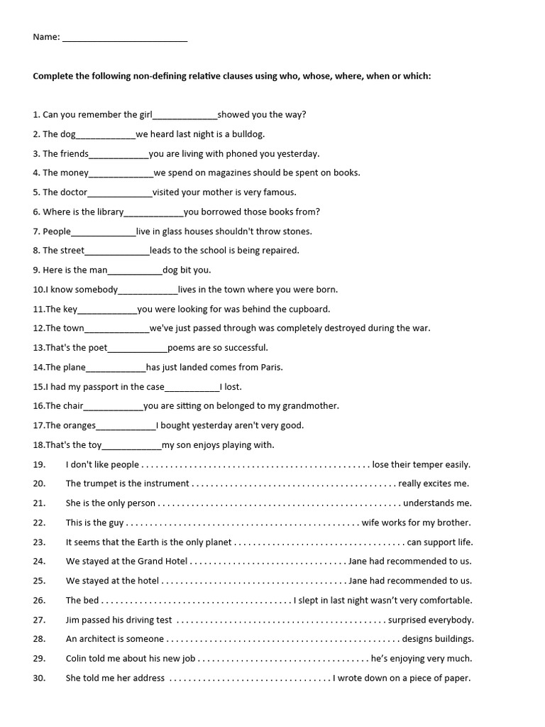 Exercises on Relative Clauses | PDF | Ringo Starr
