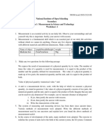 National Institute of Open Schooling Secondary Lesson 1-Measurement in Science and Technology Worksheet - 1