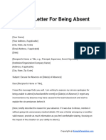 Excuse Letter For Being Absent