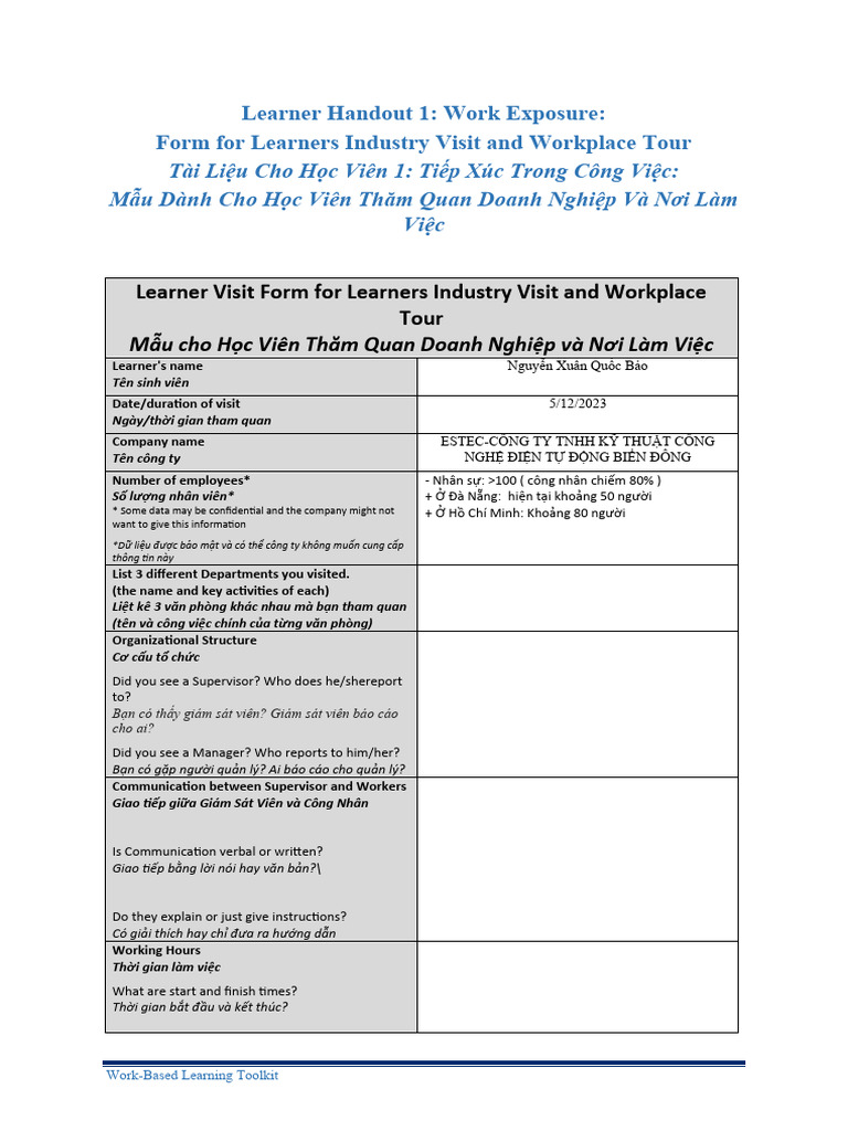 learner-handout-1-work-exposure-form-for-learners-industry-visit-and