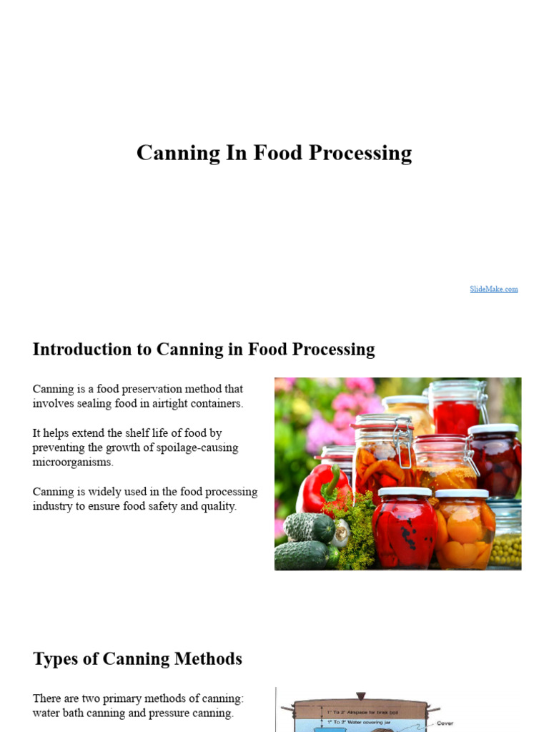 Canning in Food Processing | PDF | Canning | Preservation Methods