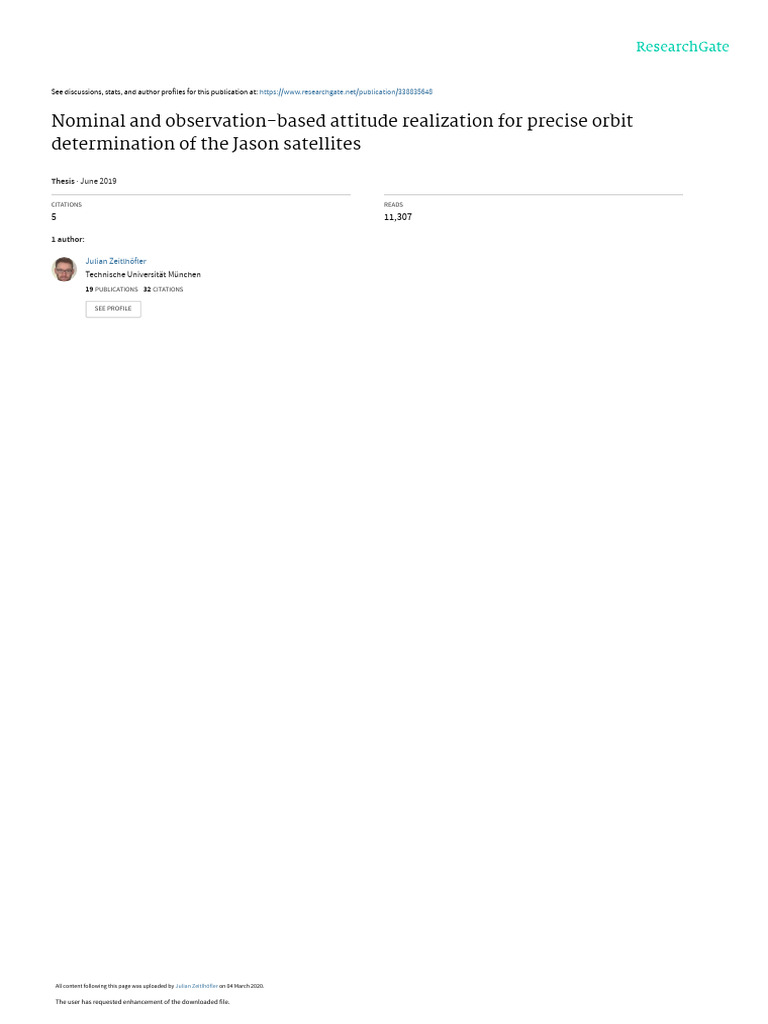 Zeitlhoefler Julian 2019 Nominal and Observation Based Attitude ...