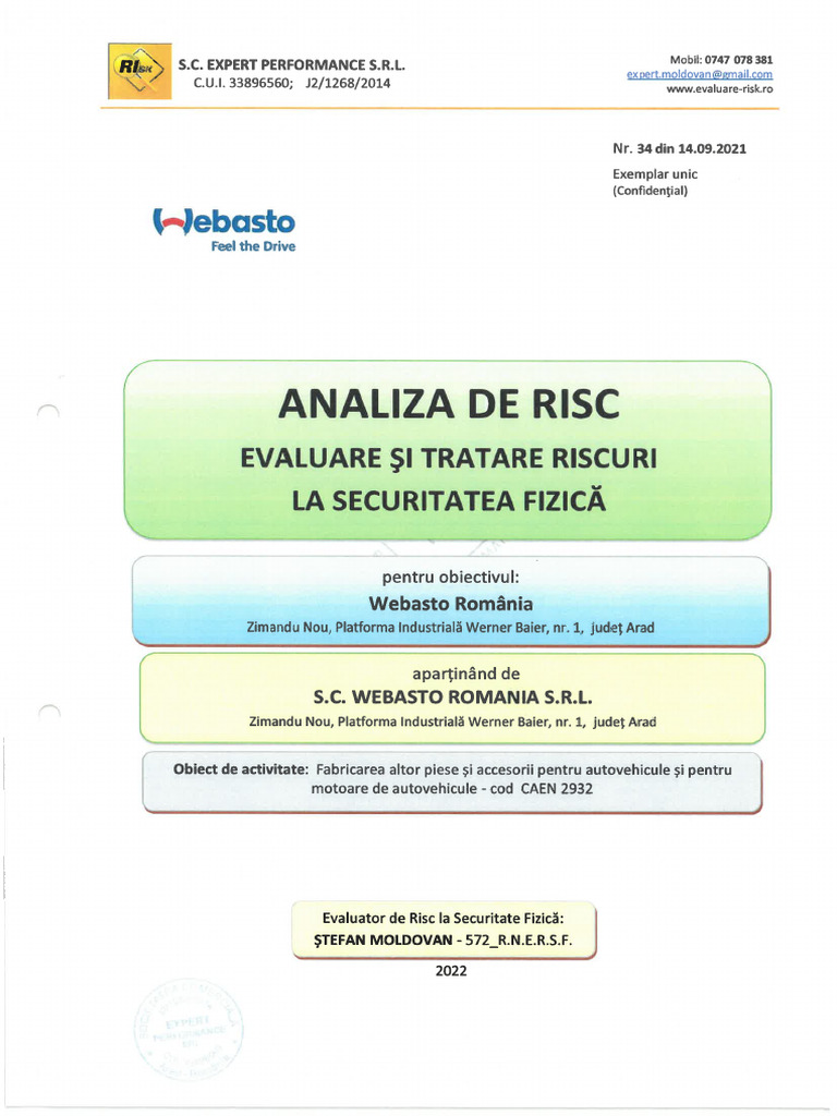 Analiza de Risc La Securitatea Fizica - 34 - 14.09.2021 | PDF