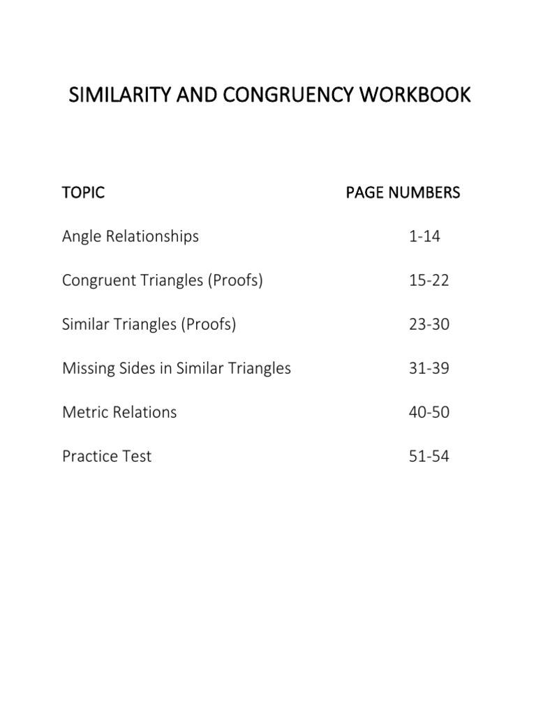 Workbook+ +Similarity+and+Congruency | PDF