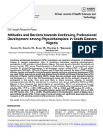 Attitudes and Barriers Towards Continuing Professional Development Among Physiotherapists in South-Eastern Nigeria