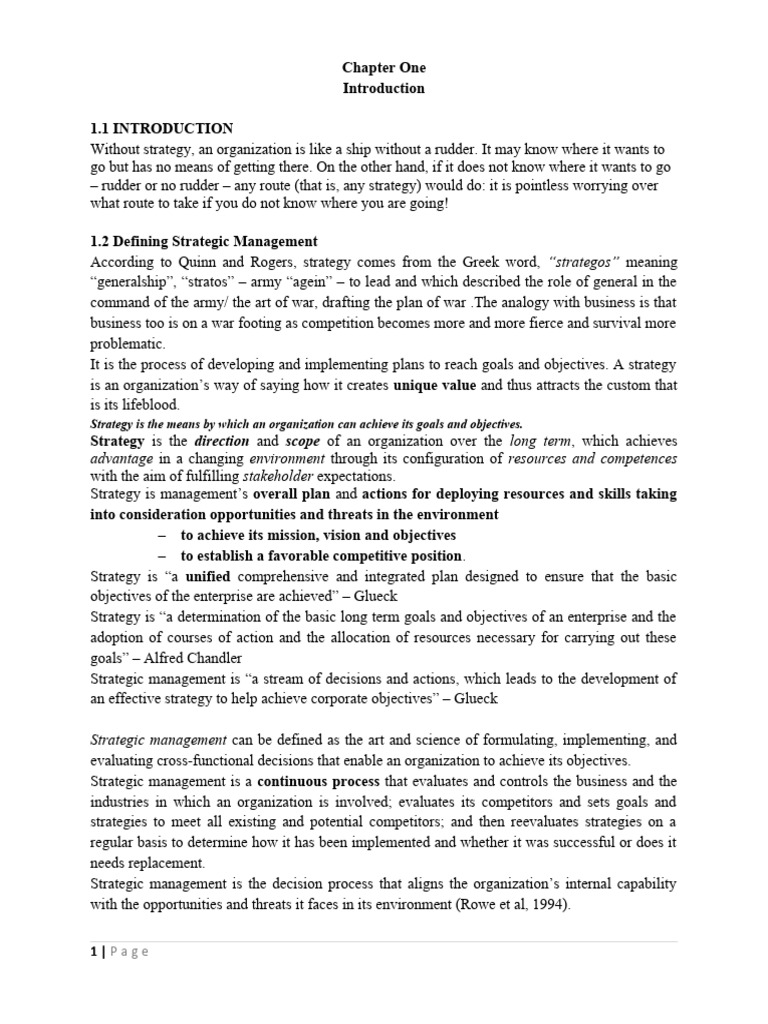 CH 1 Strategic MGT To Student | PDF | Strategic Management | Policy