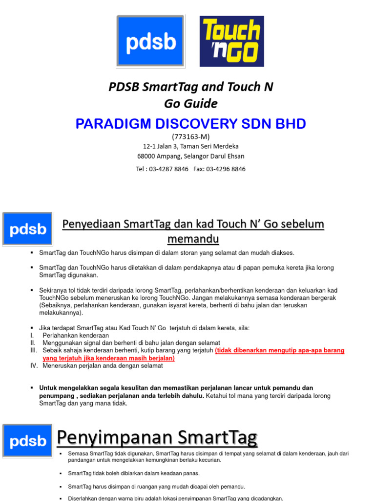Panduan Penggunaan SmartTag dan Touch N' Go | PDF