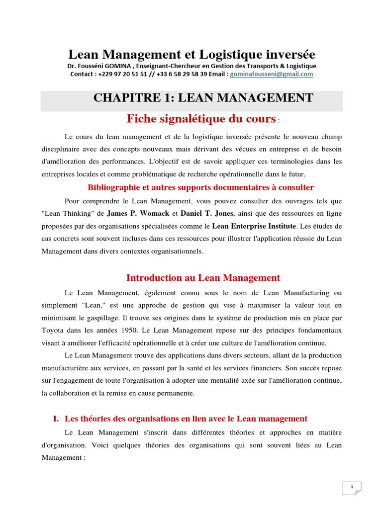 Lean Management et Logistique Inversée | PDF | Logistique | Lean ...