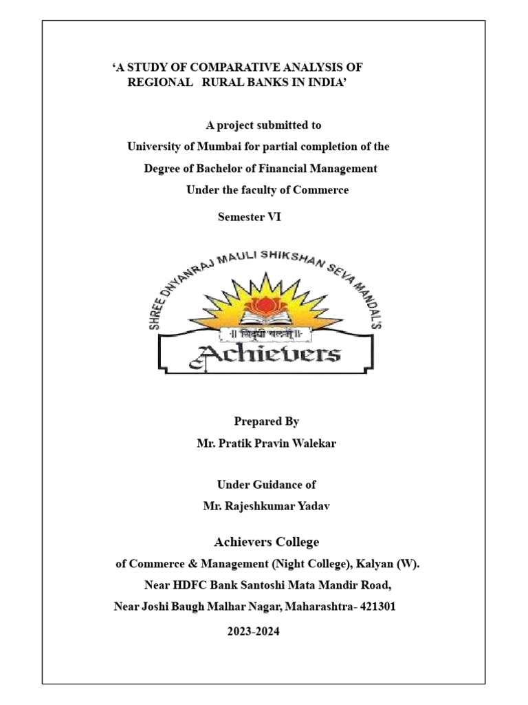 Comparative Analysis of RRBs in India | PDF | Governance | Qualitative ...
