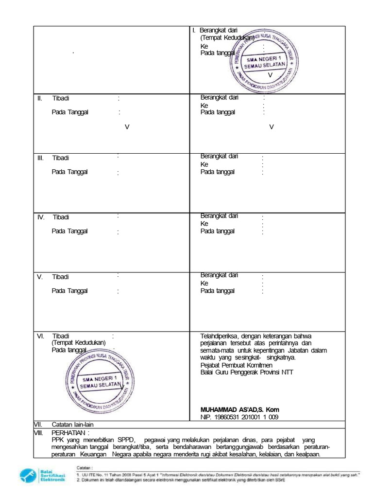 Panduan Pengisian SPPD yang Benar | PDF
