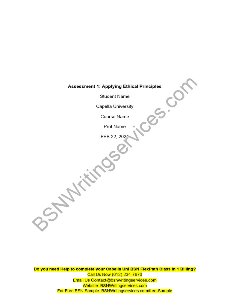 Nhs FPX 4000 Assessment 1 Applying Ethical Principles | PDF | Medical ...