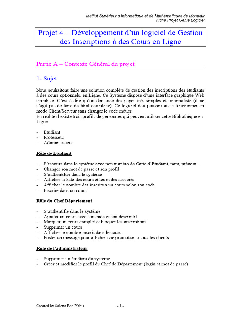 Gestion des Inscriptions en Ligne | PDF | Développement de logiciel ...
