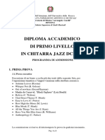 Chitarra Jazz Programma Ammissione Triennio