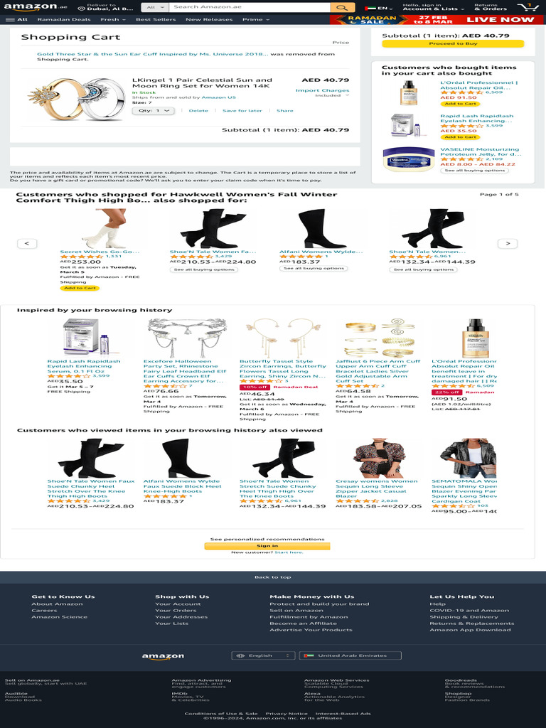 Amazon.ae Shopping Cart Overview | PDF | Softlines (Retail)
