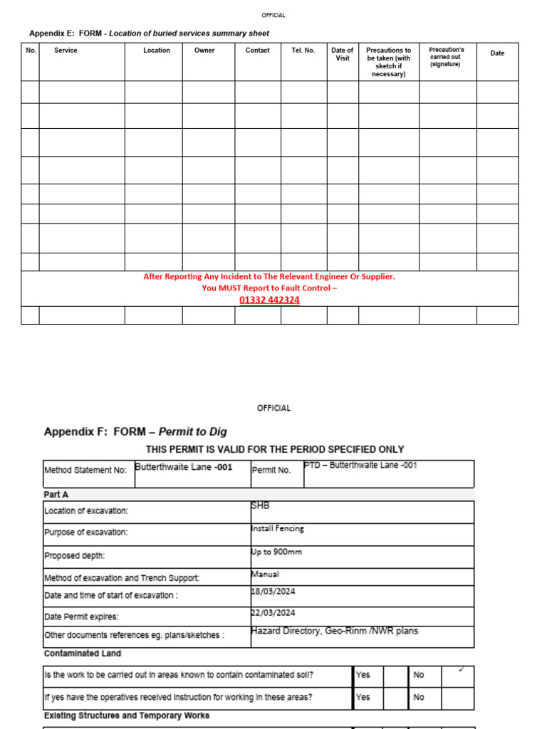 Buried Services Permit and Survey Forms | PDF