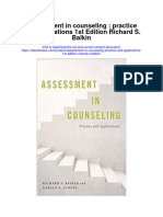 Download Assessment In Counseling Practice And Applications 1St Edition Richard S Balkin full chapter pdf scribd