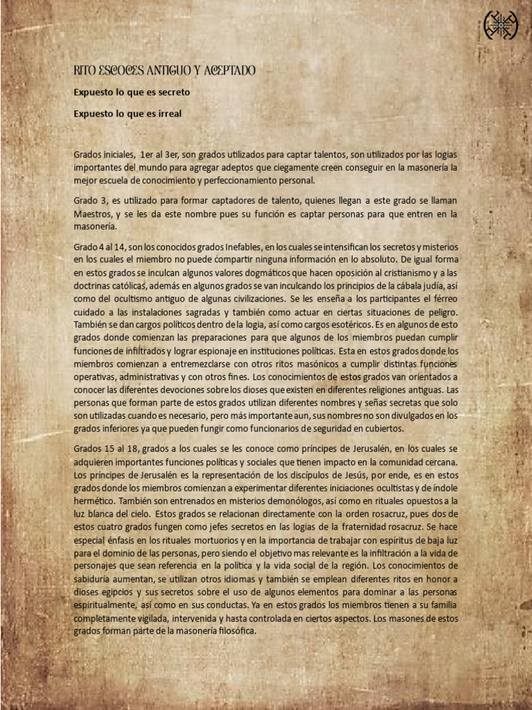 Rito Escoces Antiguo y Aceptado PDF Masonería Rosacruces