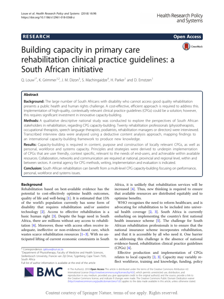 Building Capacity in Primary Care Rehabilitation C | PDF | Physical ...