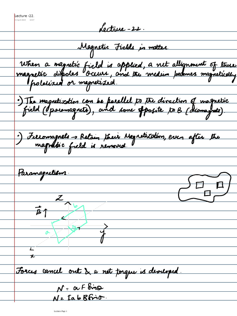Lecture 22 Notes - April 15, 2024 | PDF