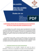 La constitution des sociétés Et l’optimisation fiscale