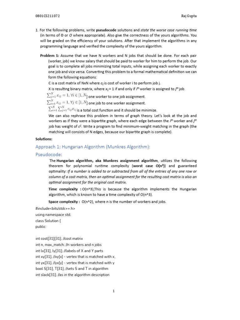 CO34563-Assignment-4 With Solution | PDF | Time Complexity | Matrix ...