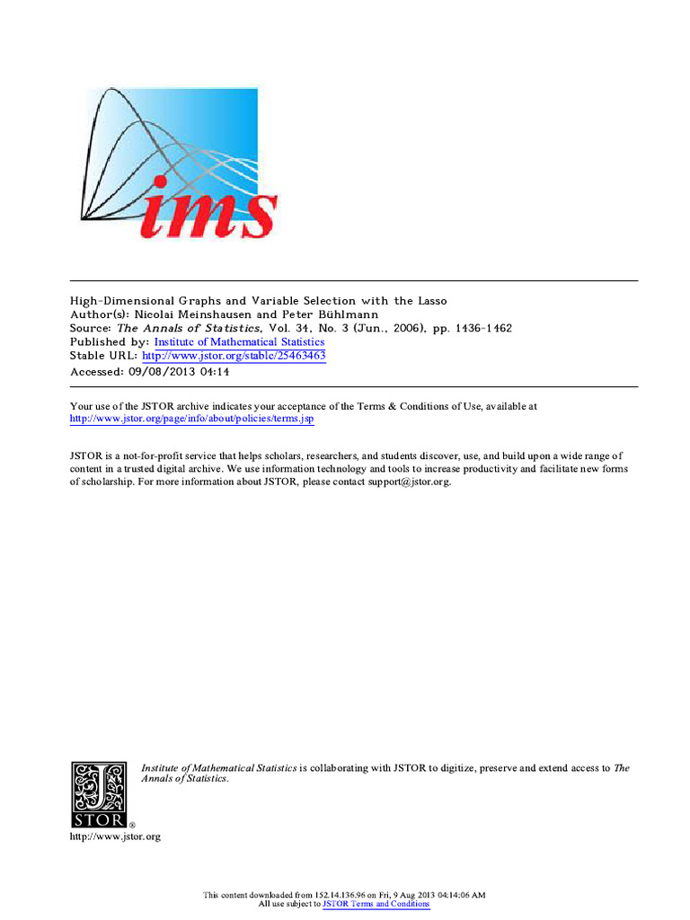 High-Dimensional Graphs and Variable Selection | PDF
