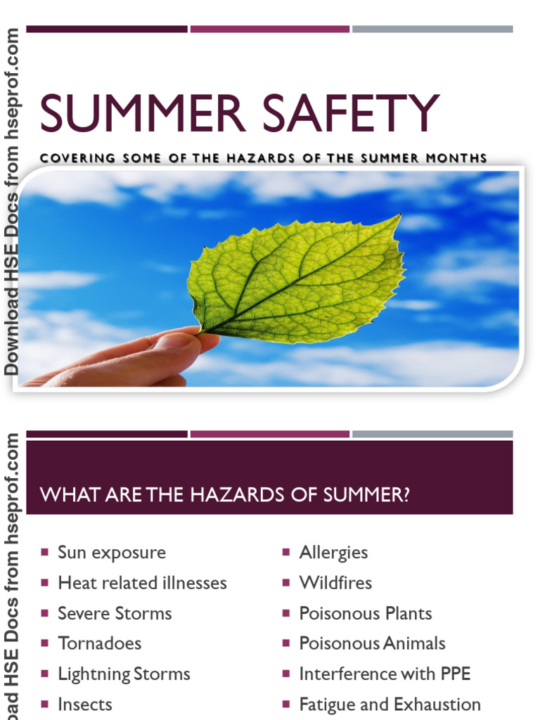 Summer Safety: Covering Some of The Hazards of The Summer Months | PDF ...