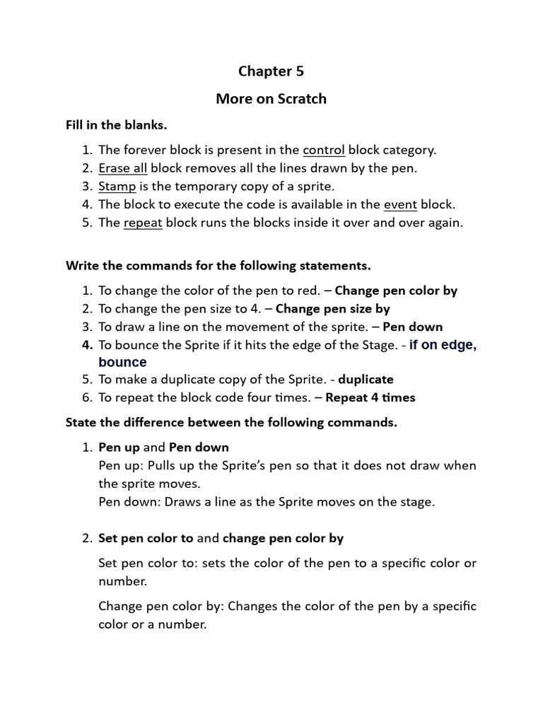 More On Scratch: Fill in The Blanks | PDF | Scratch (Programming ...