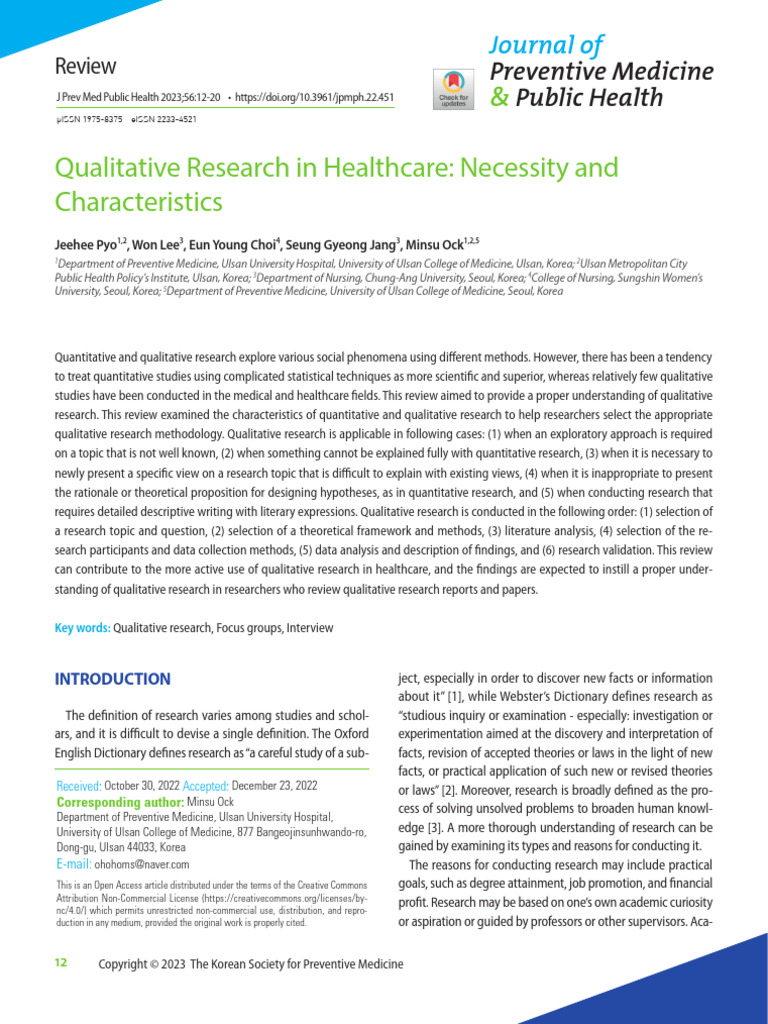 Qualitative Research in Healthcare | PDF | Quantitative Research ...
