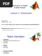 Lecture 1 - Introduction To Matlab