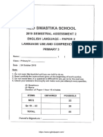 P3 English SA2 2019 Red Swastika Exam Papers