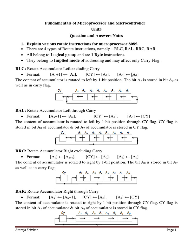 8085 Microprocessor Rotate Instructions | PDF | Pointer (Computer ...