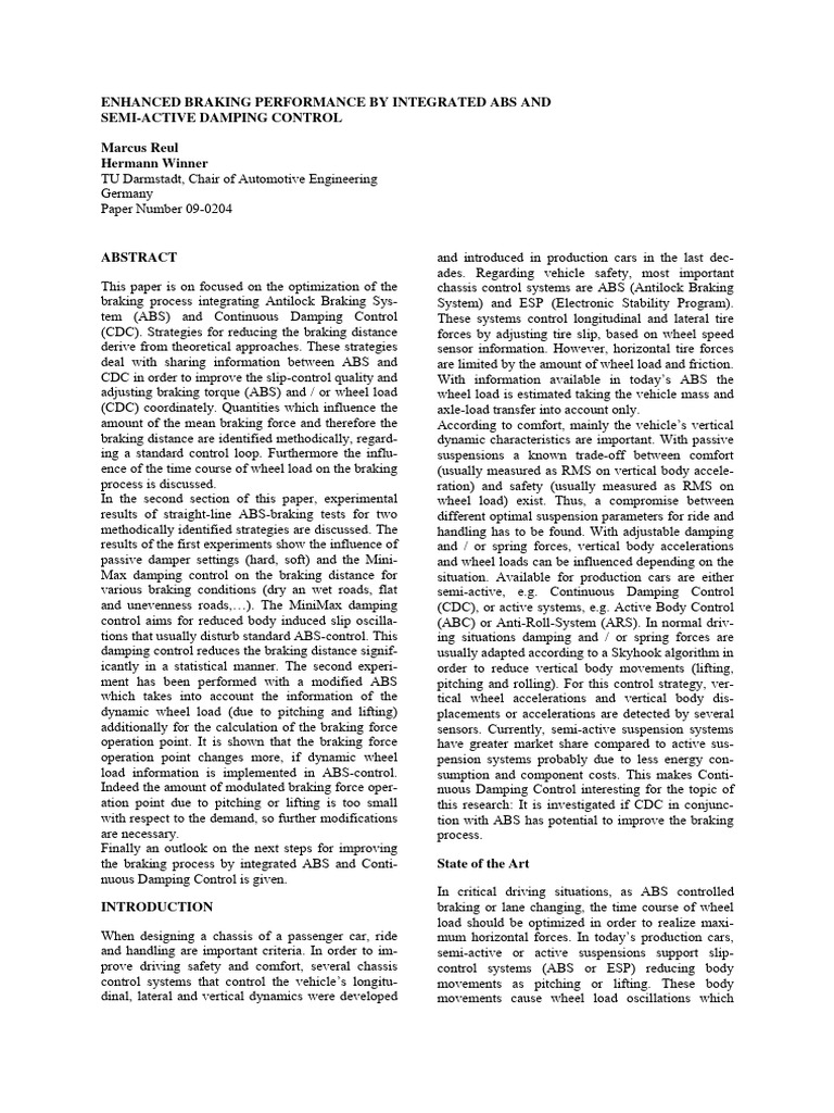 Abs 02 | PDF | Anti Lock Braking System | Damping