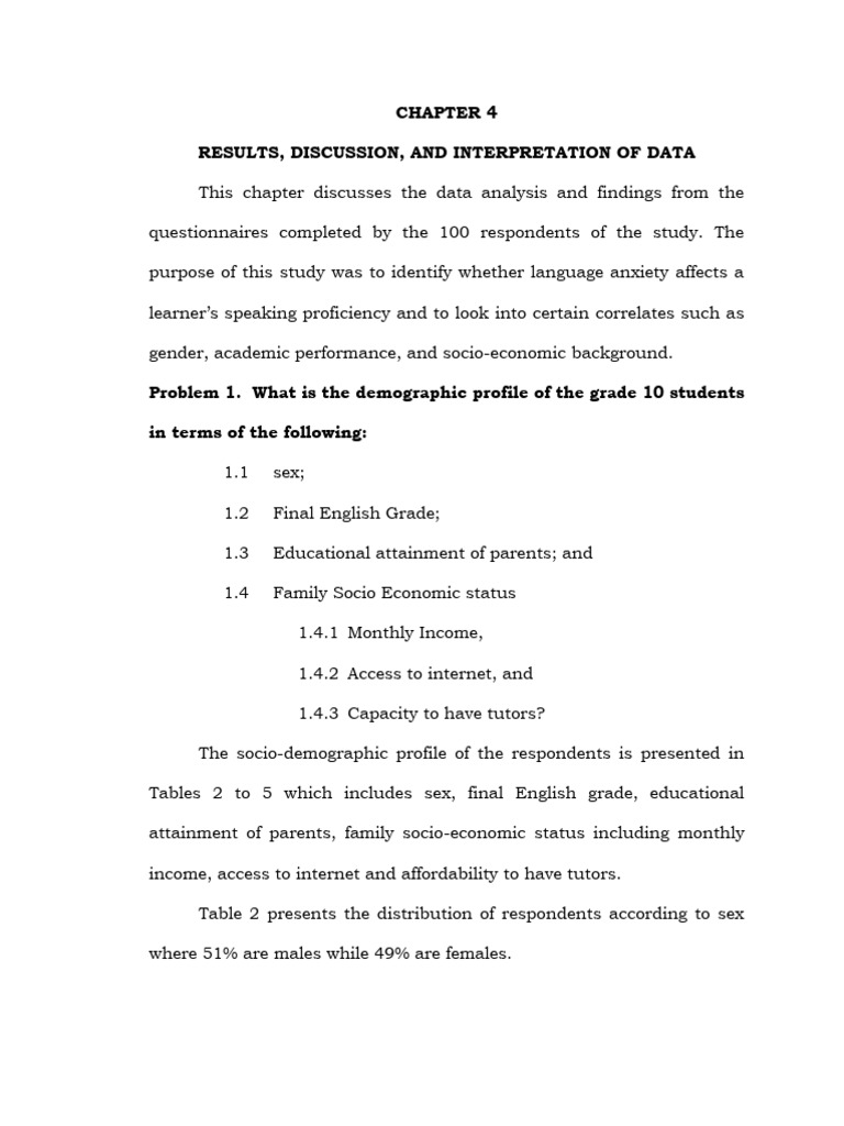 Chapter 4: Data Analysis and Findings | PDF | Second Language ...
