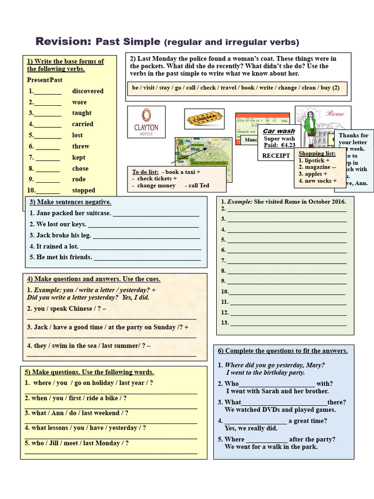 Past Simple Verb Revision Exercises | PDF | Linguistic Typology ...