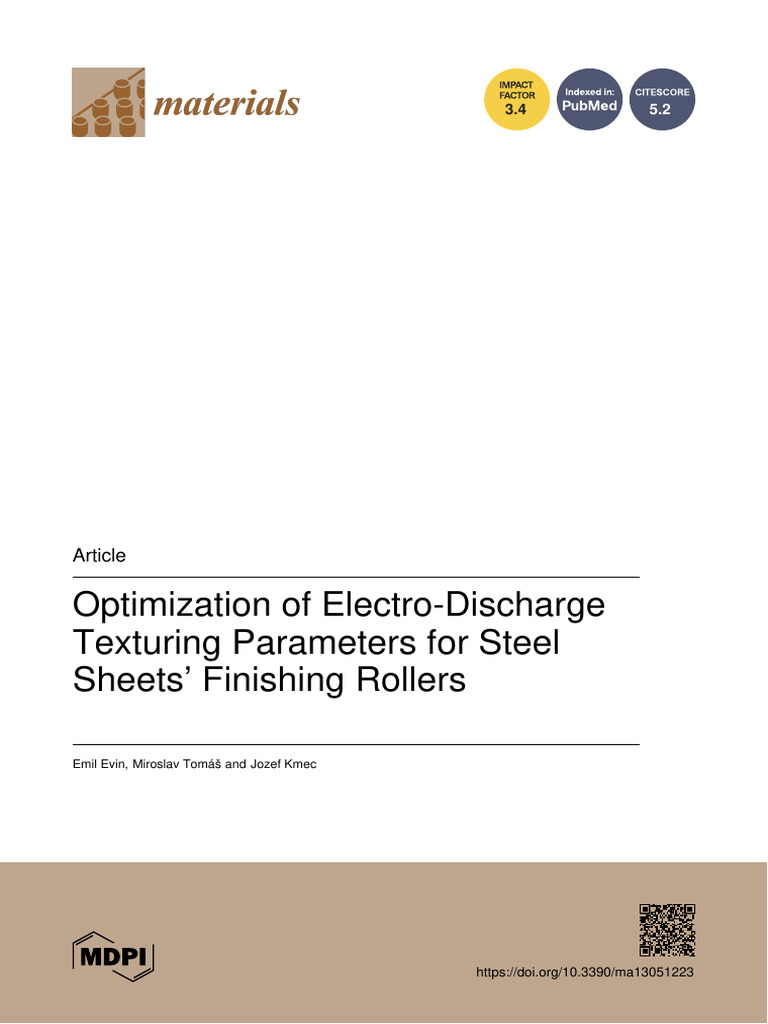Electro-Discharge Texturing for Steel | PDF | Rolling (Metalworking ...