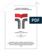 Laporan Praktikum Algoritma Dan Pemrograman Modul 1 Variabel Dan Tipe Data