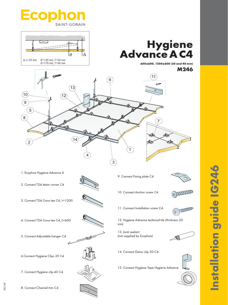 Ecophon Hygiene Advance Installation Guide | PDF