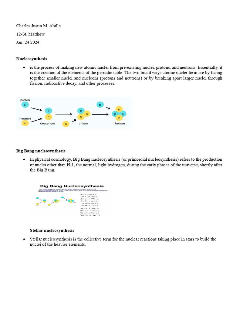 Nucleosynthesis: Big Bang to Supernova | PDF | Young Adult
